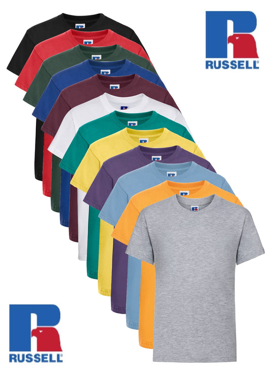 Jerzees Russell ZT180B Childs Kids Girls Boys Cotton Short Sleeve T-Shirt