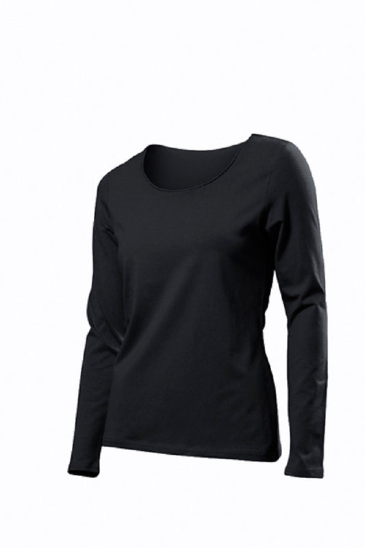 Hanes Silky Feel Womens Long Sleeve Tshirt [Black, Small]