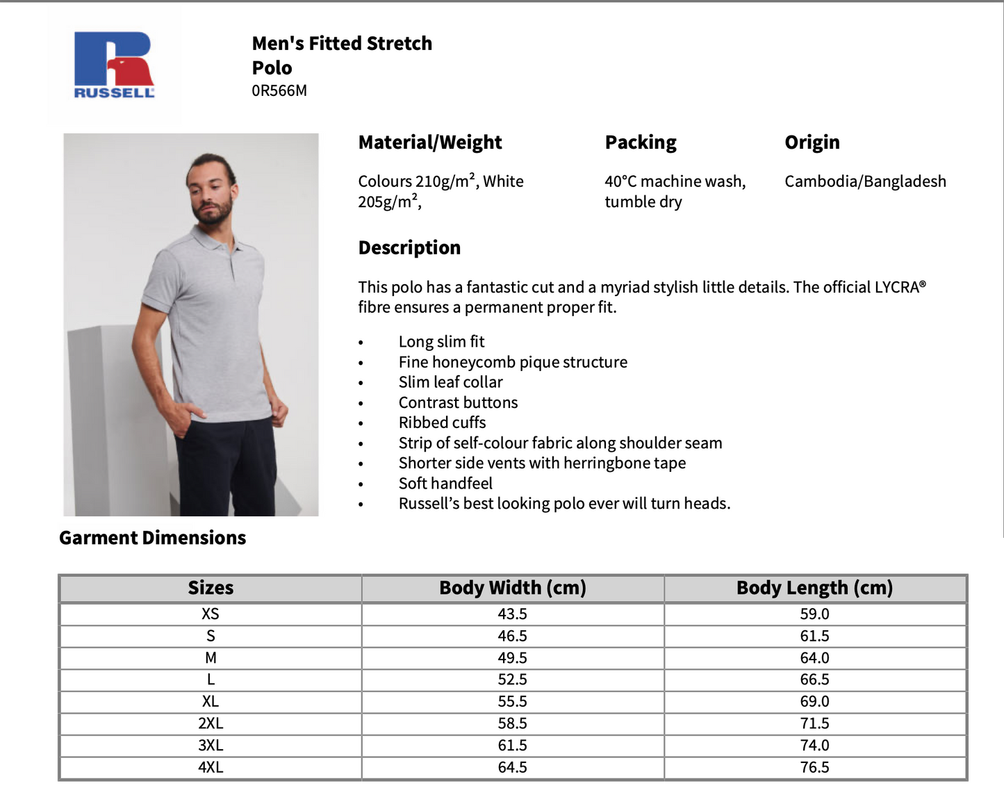 Russell Stretch Piqué Polo Shirt