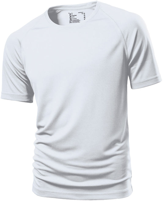 Hanes 7700 Cool-DRI Breathable Polyester Sports T-Shirt [White, Large]