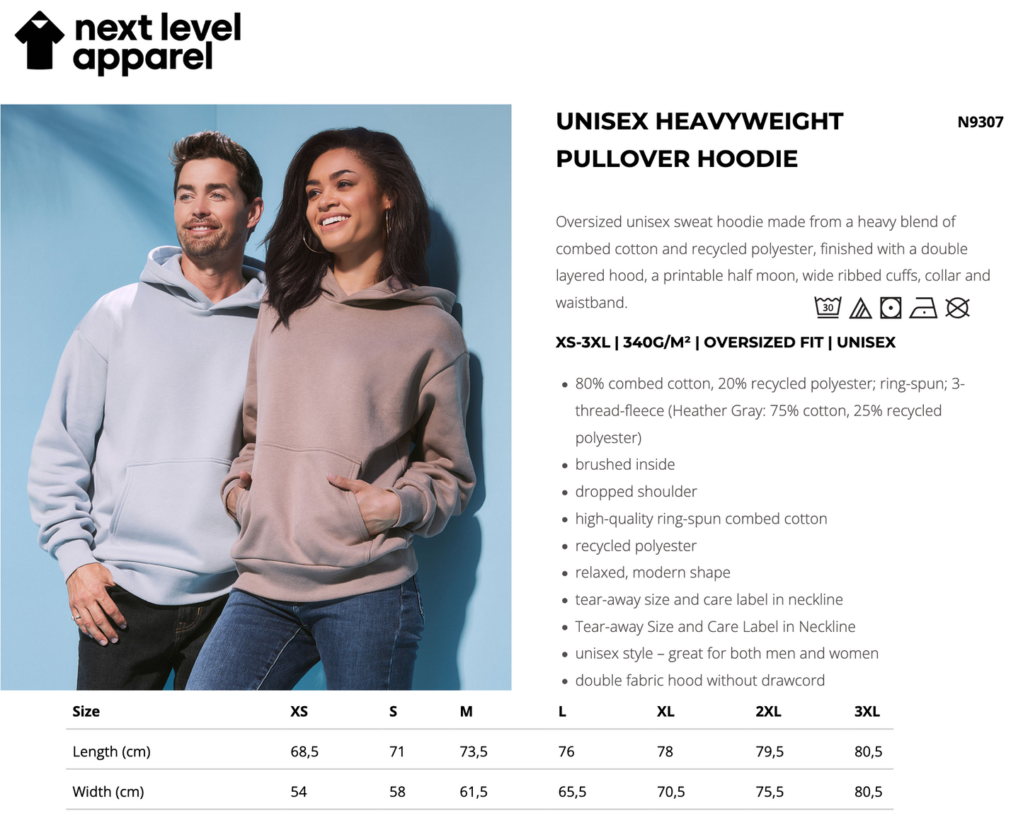 Next Level Unisex Heavyweight Hoodie XS-3XL