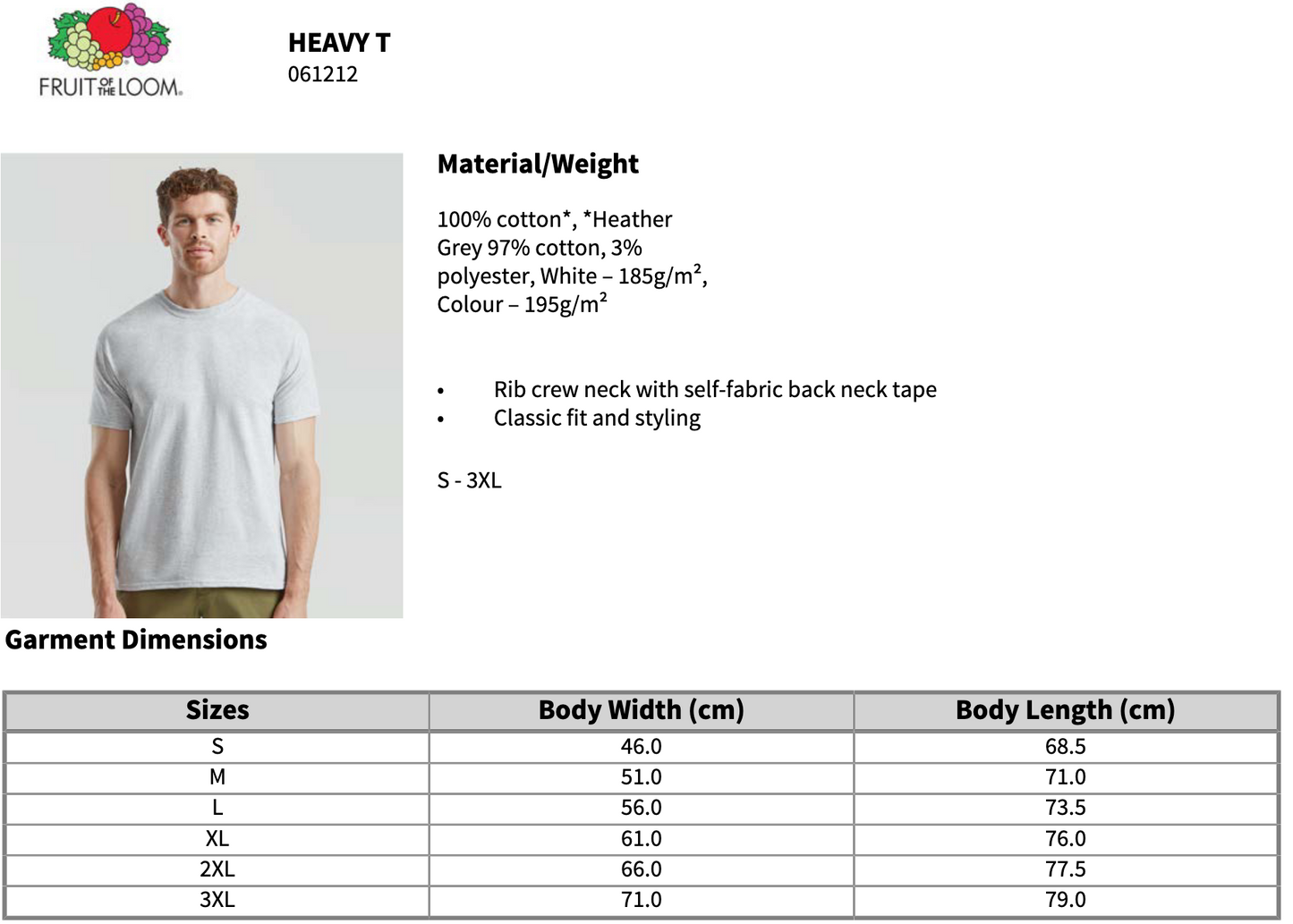 Fruit of the Loom Heavy Cotton T-Shirt S-3XL