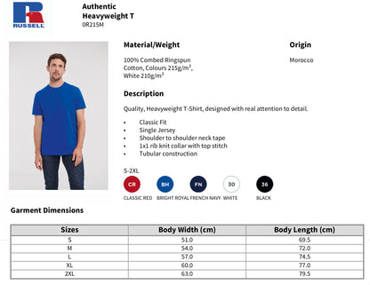 Russell 215 Plain Heavy Cotton T-Shirt