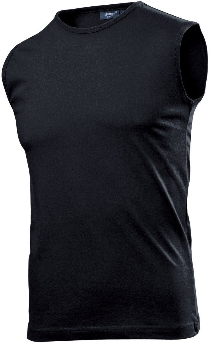 Hanes 5520 Cotton Slim Fit Tank Top Sleeveless T-Shirt [Black XXL]