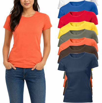 Hanes Tagless Organic Cotton Ladies Womens Crew Neck Tee T-Shirt No Logo