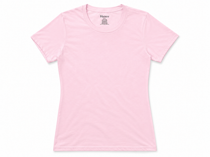 Hanes Tagless Organic Cotton Ladies Womens Crew Neck Tee T-Shirt No Logo