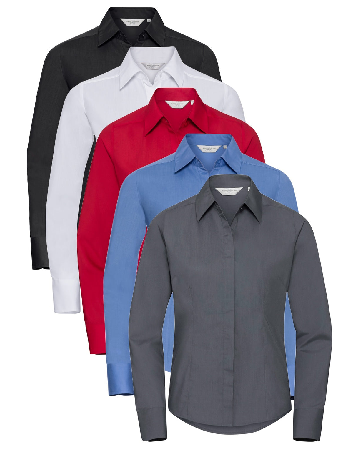 Russell Collection Ladies Long Sleeve Fitted Poplin Shirt Blouse
