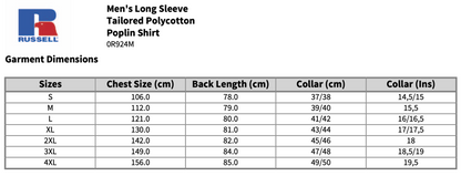 Russell Collection Long Sleeve Tailored Poplin Shirt