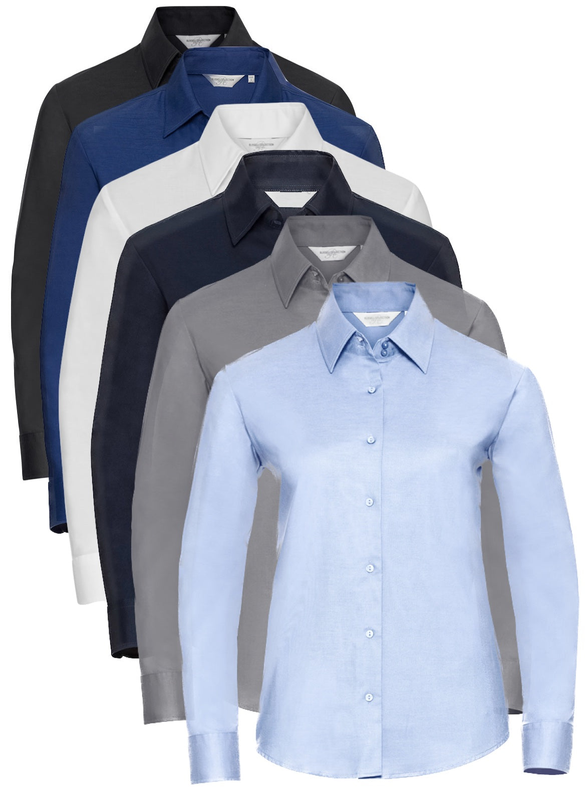 Russell Collection Ladies Long Sleeve Easy Care Oxford Shirt Blouse
