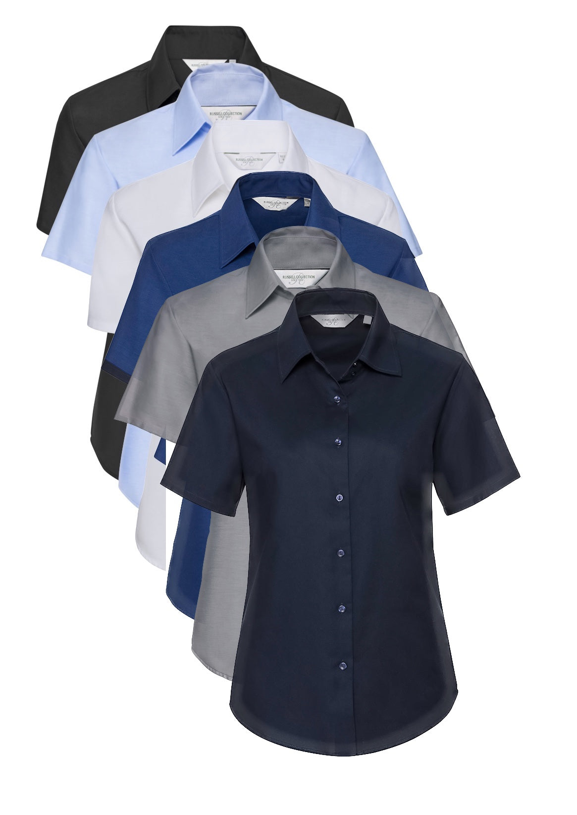 Russell Collection Ladies Short Sleeve Easy Care Oxford Shirt Blouse