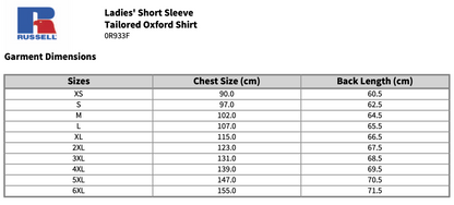 Russell Collection Ladies Short Sleeve Easy Care Oxford Shirt Blouse