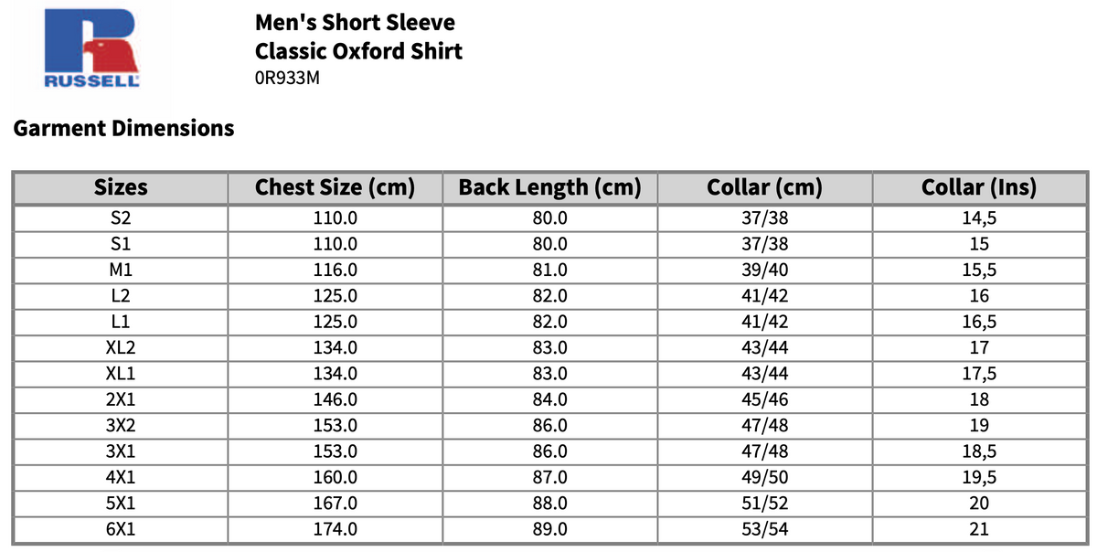 Russell Collection Short Sleeve Easy Care Oxford Shirt