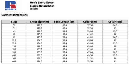 Russell Collection Short Sleeve Easy Care Oxford Shirt