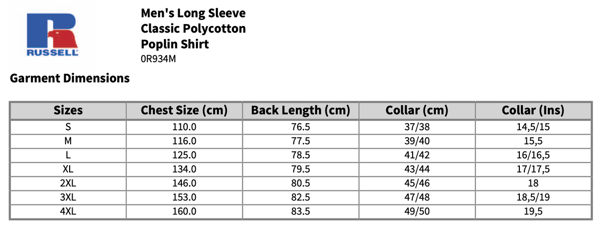 Russell Collection Long Sleeve Easy Care Poplin Shirt