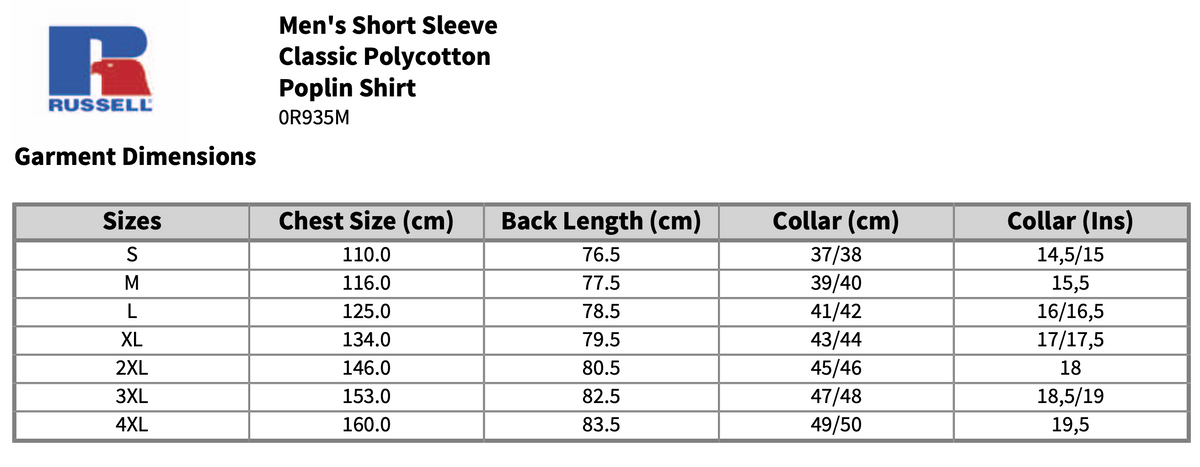 Russell Collection Short Sleeve Easy Care Poplin Shirt