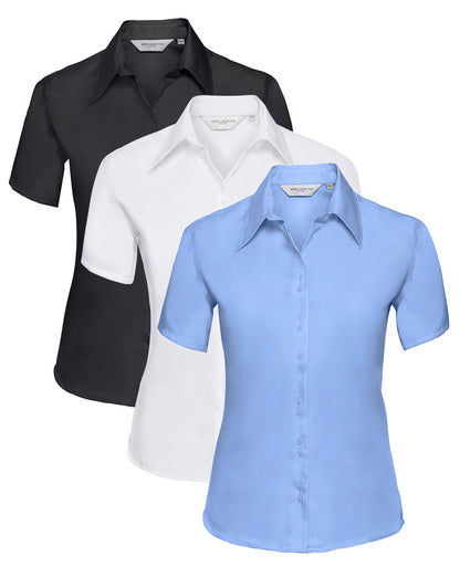 Russell Collection Ladies Short Sleeve Ultimate Non-Iron Shirt Blouse
