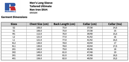Russell Collection Long Sleeve Tailored Ultimate Non-Iron Shirt