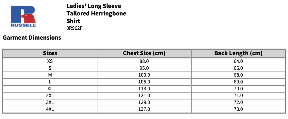 Russell Collection Ladies Long Sleeve Herringbone Shirt