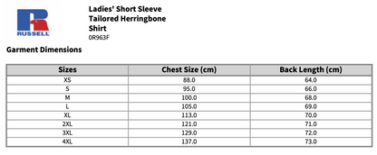 Russell Collection Ladies Short Sleeve Herringbone Shirt Blouse