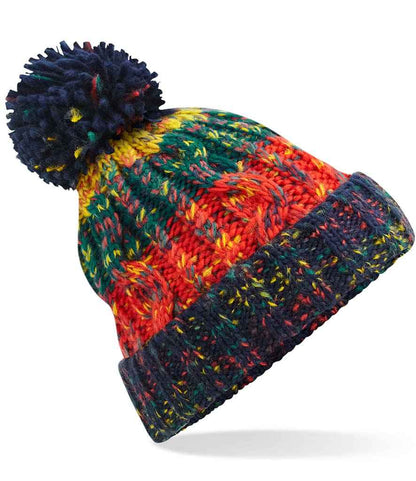 Beechfield Corkscrew Knitted Pom Pom Beanie Hat
