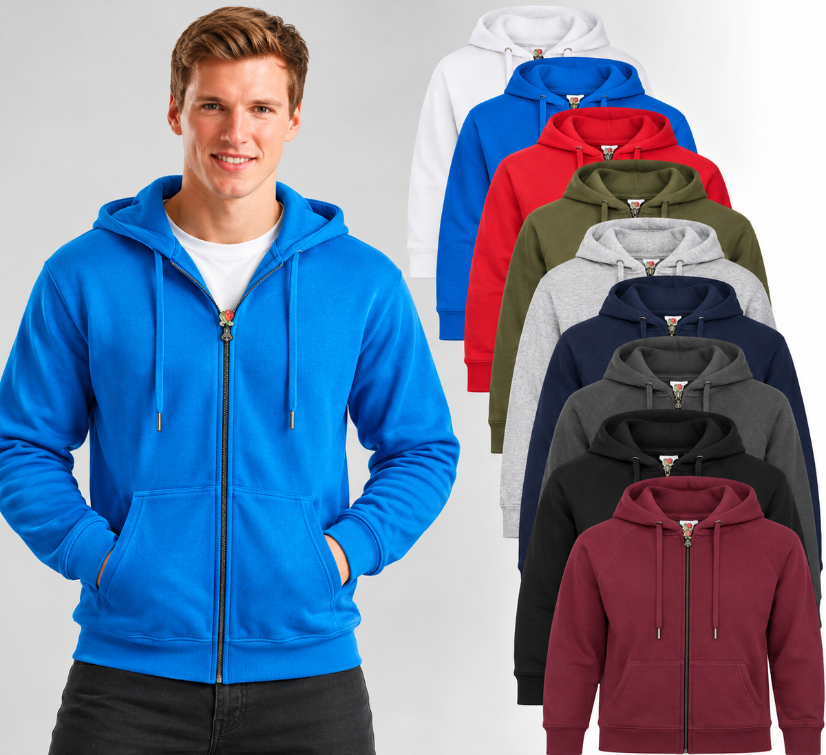Fruit of the Loom Full Zip Hoodie Hoody Hooded Sweatshirt Jacket