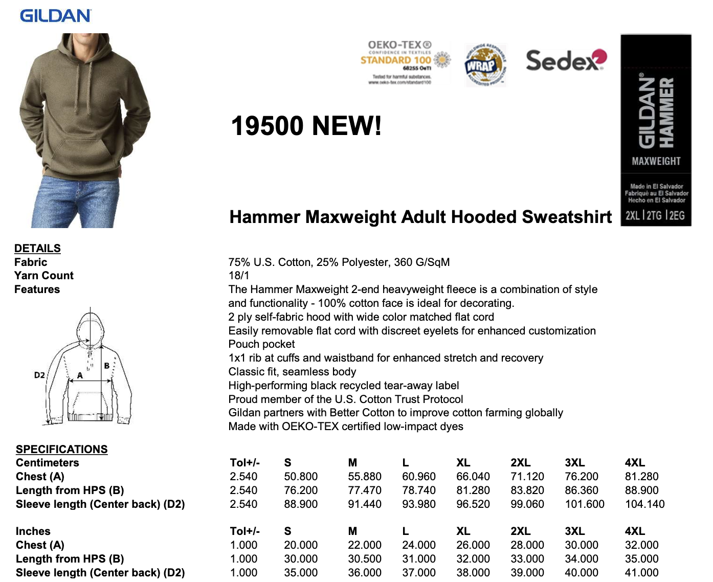 Gildan Hammer Maxweight Hooded Sweatshirt [360gsm]