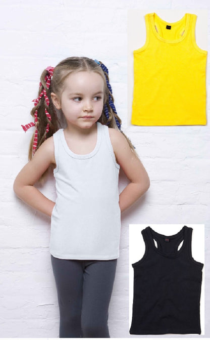 Humbugz Girls Kids Plain Cotton Sleeveless T-Shirt Tshirt Vest Tank Top