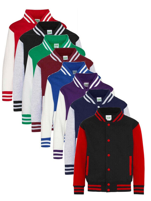 AWDis Boys Girls Childs Varsity Letterman University College Baseball Jacket