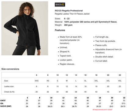 Regatta Ladies Thor Full Zip Fleece Jacket