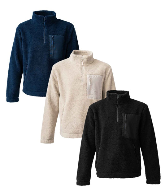 Chunky Fleece with Zip Pocket Ravine Recycled Polyester 1/4 Zip Pullover Top