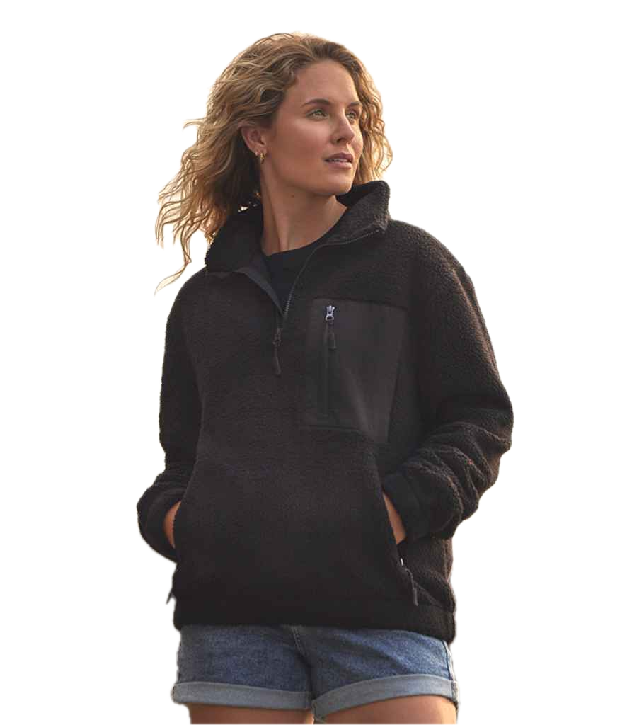 Chunky Fleece with Zip Pocket Ravine Recycled Polyester 1/4 Zip Pullover Top
