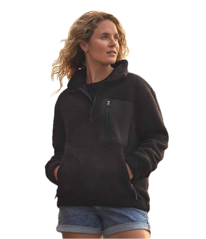 Chunky Fleece with Zip Pocket Ravine Recycled Polyester 1/4 Zip Pullover Top