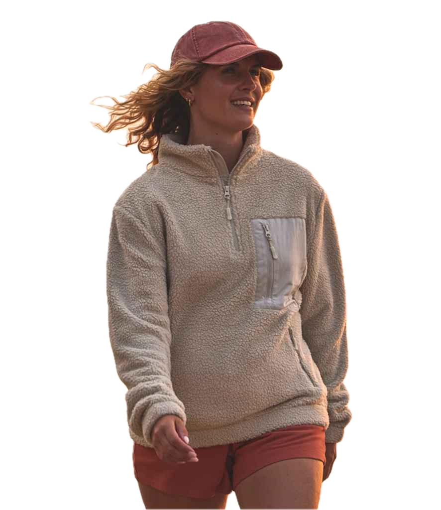 Chunky Fleece with Zip Pocket Ravine Recycled Polyester 1/4 Zip Pullover Top