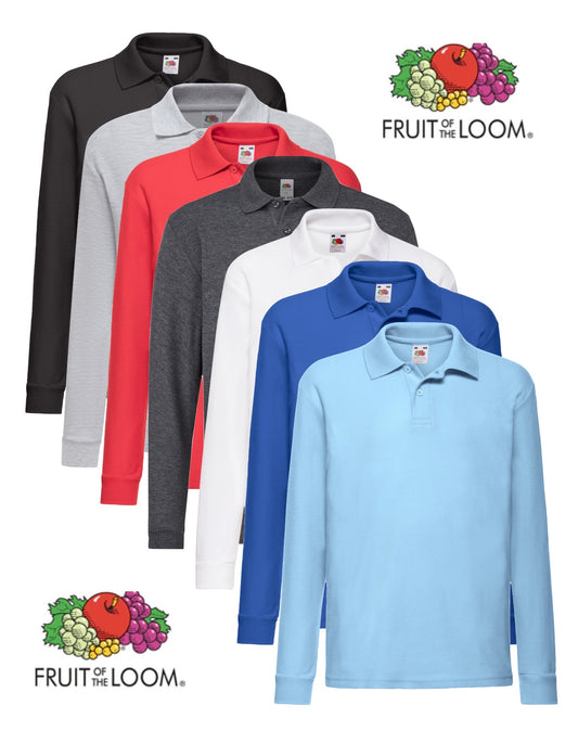 Fruit of the Loom Kids Long Sleeve Poly/Cotton Pique Polo Shirt