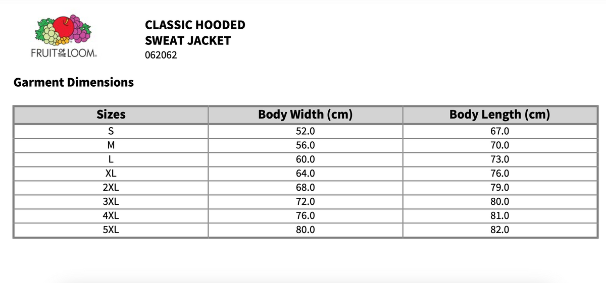 Fruit of the Loom Full Zip Hoodie Hoody Hooded Sweatshirt Jacket