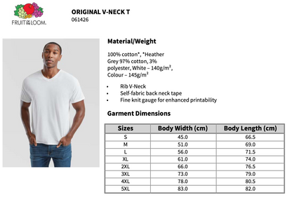 Fruit of the Loom Original V-Neck Cotton T-Shirt