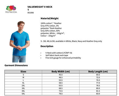 Fruit of the Loom V Neck Value T-Shirt