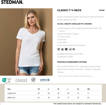 Stedman ST2700 Ladies Cotton V-Neck T-Shirt