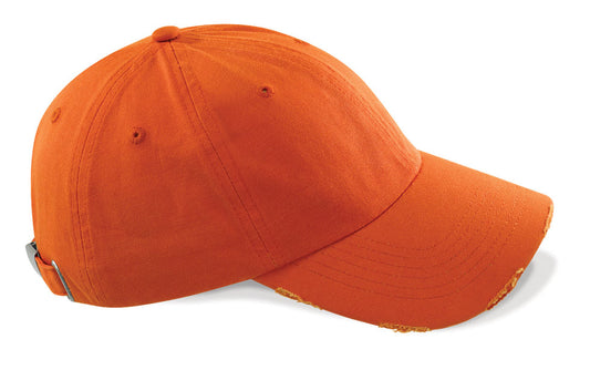 Beechfield Vintage Brushed Cotton Twill Baseball Cap [Orange or Green]