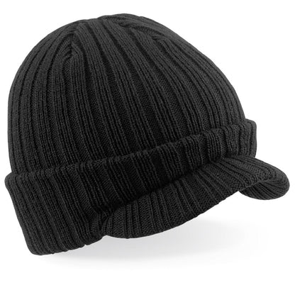Beechfield Double Layer Soft Touch Peaked Beanie Ski Hat Curved Peak