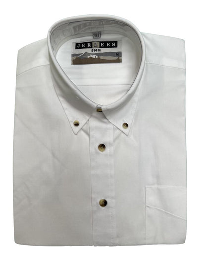 Jerzees 914M Plain Cotton Twill SHORTSleeve Button Collar Shirt