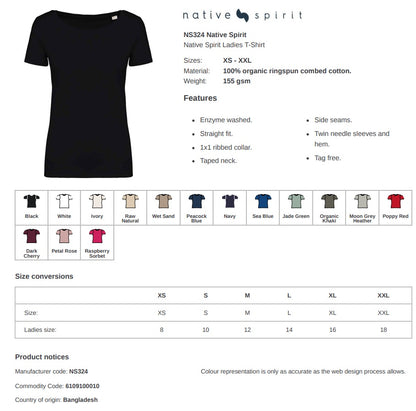 Native Spirit Ladies Organic Cotton Short Sleeve T-Shirt