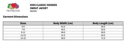 Fruit of the Loom Kids Classic Zip Hooded Sweatshirt Jacket